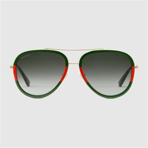 gucci red black green sunglasses|gucci aviator style sunglasses.